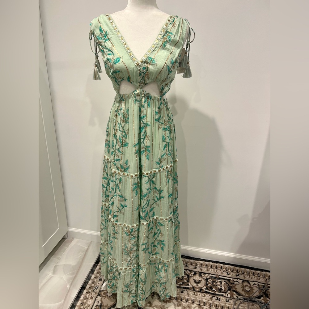 NWT Light Green Floral Maxi Dress